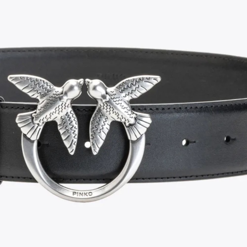 Cinturón Love Birds Negro/Plata
